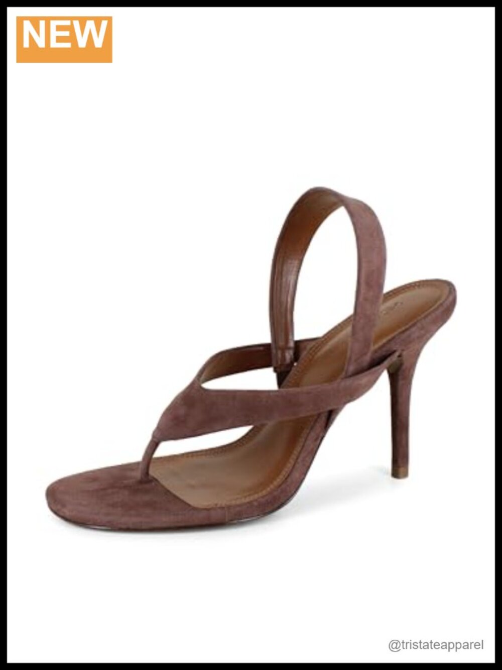Leather Heeled Sandal with Square Toe and Slingback Stiletto Heel